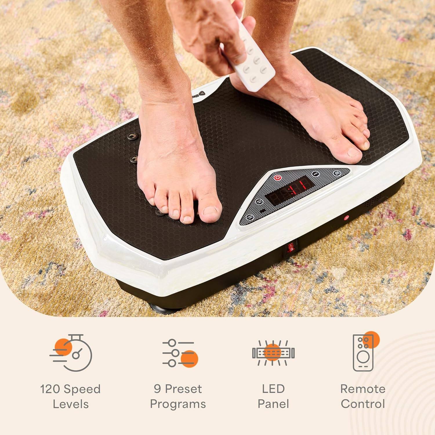 120 Speed Levels  
9 Preset Programs  
LED Panel  
Remote Control