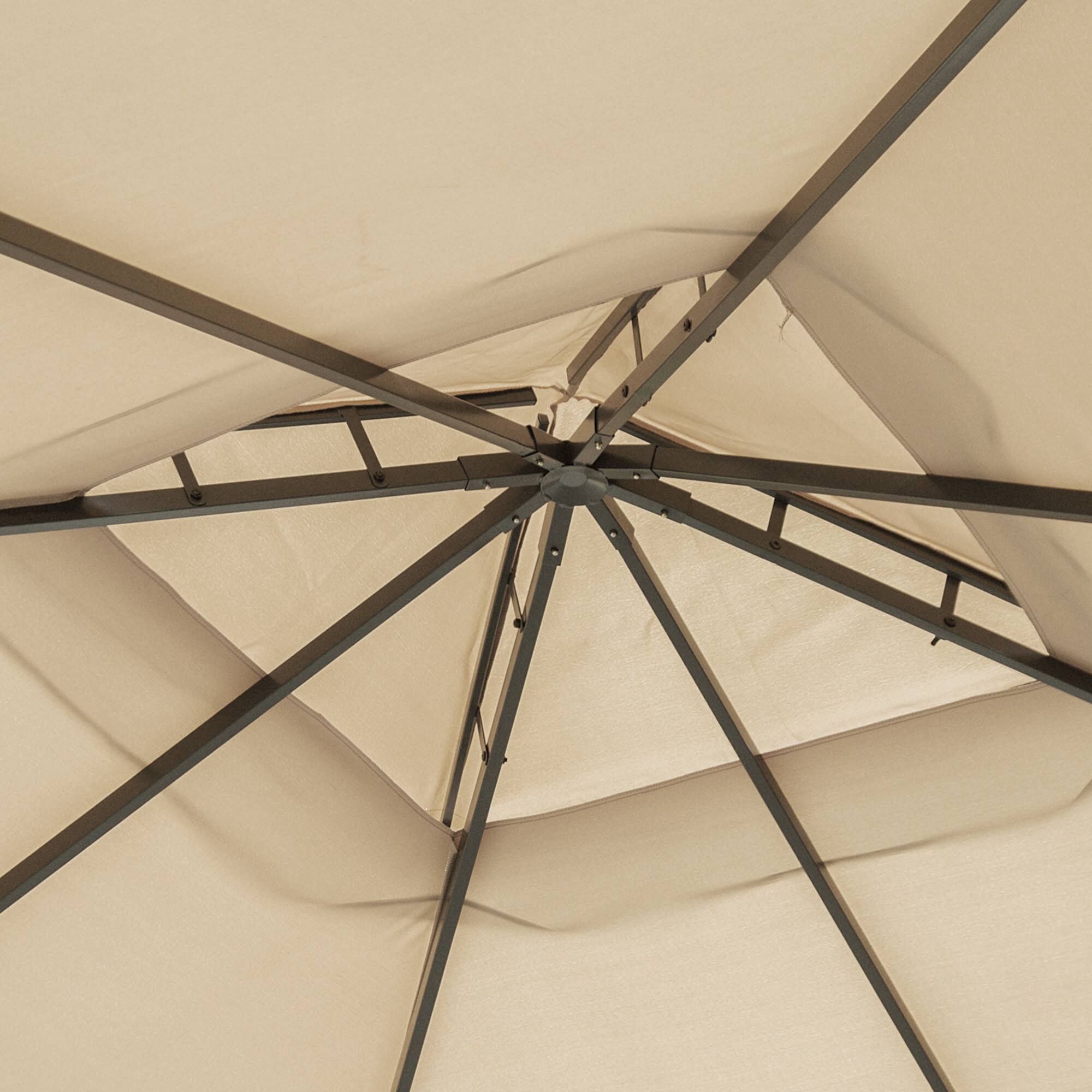 Alt View 4. Outsunny - 10' x 10' Patio Gazebo, Aluminum Frame Double Roof Outdoor Gazebo Canopy Shelter with Netting & Curtains - Khaki.