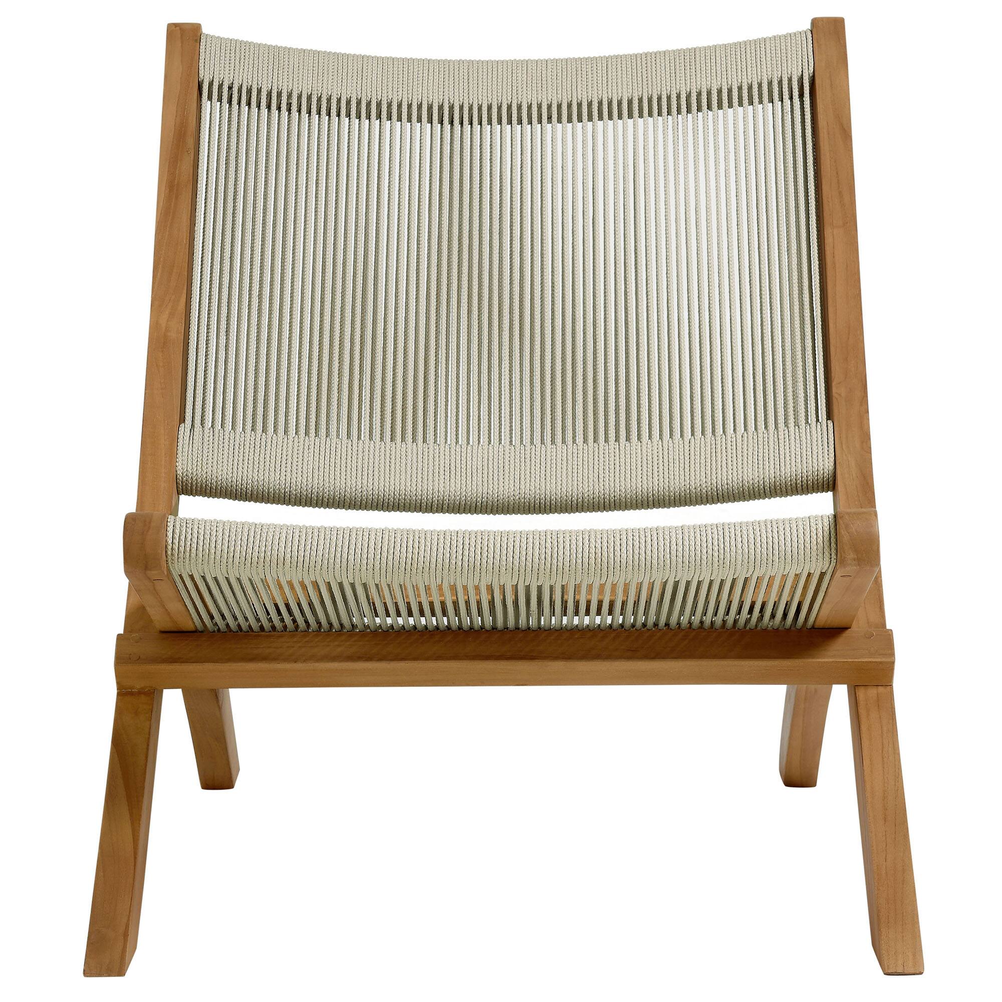 Alt View 9. Modway - Vienna 3-Piece Outdoor Patio Teak and Rope Folding Lounge Chairs and Side Table by Modway - Natural Natural.