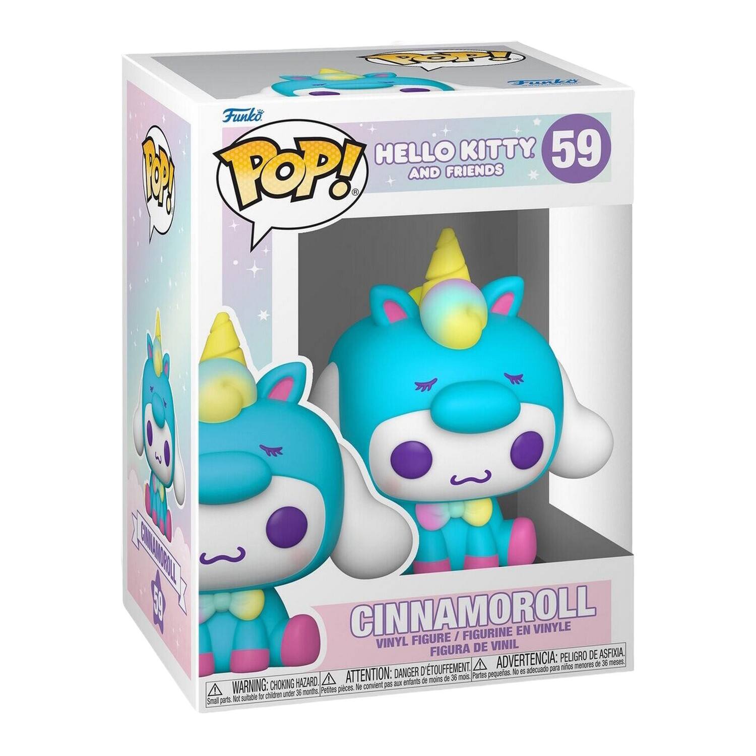 Funko POP!  
HELLO KITTY AND FRIENDS  
59  
CINNAMOROLL  
VINYL FIGURE / FIGURINE EN VINYLE / FIGURA DE VINIL  

WARNING: CHOKING HAZARD - Small parts. Not suitable for children under 3 years.  
ATTENTION: DANGER - Petite pièce. Ne convient pas aux enfants de moins de 3 ans.  
ADVERTENCIA: PEIGRO DE ASFIXIA - Piezas pequeñas. No es adecuado para niños menores de 3 años.