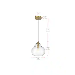 Living District - Destry 8 Inch Pendant Clear Shade in Satin Gold - Satin Gold And Clear