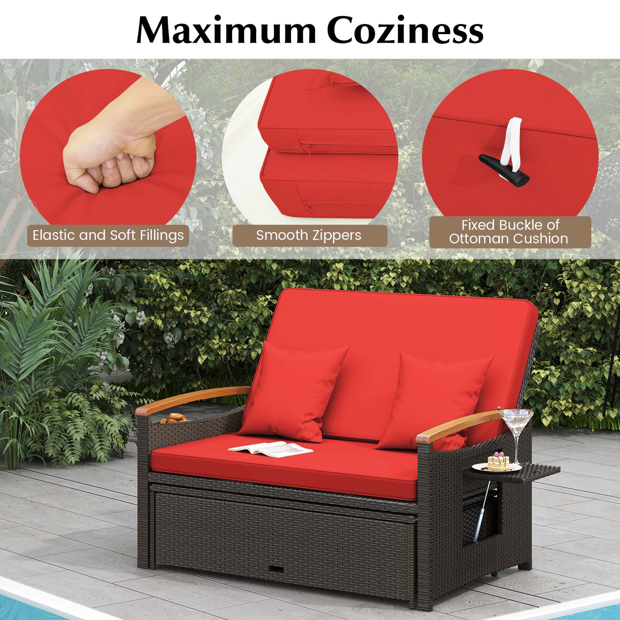 Maximum Coziness: Elastic and Soft Fillings, Smooth Zippers, Fixed Buckle of Ottoman Cushion.