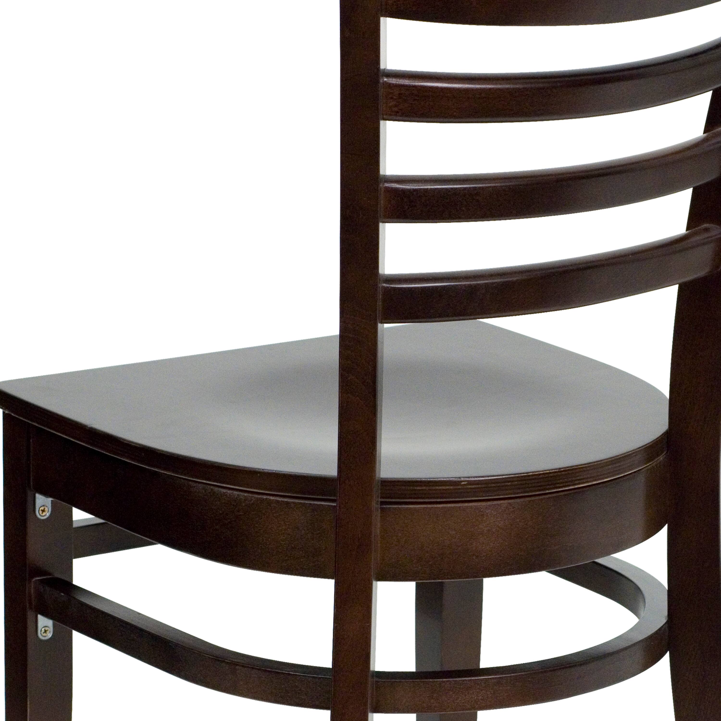 Alt View 8. Emma + Oliver - Ladder Back Wooden Restaurant Dining Chair - Walnut Wood Seat/Walnut Wood Frame.