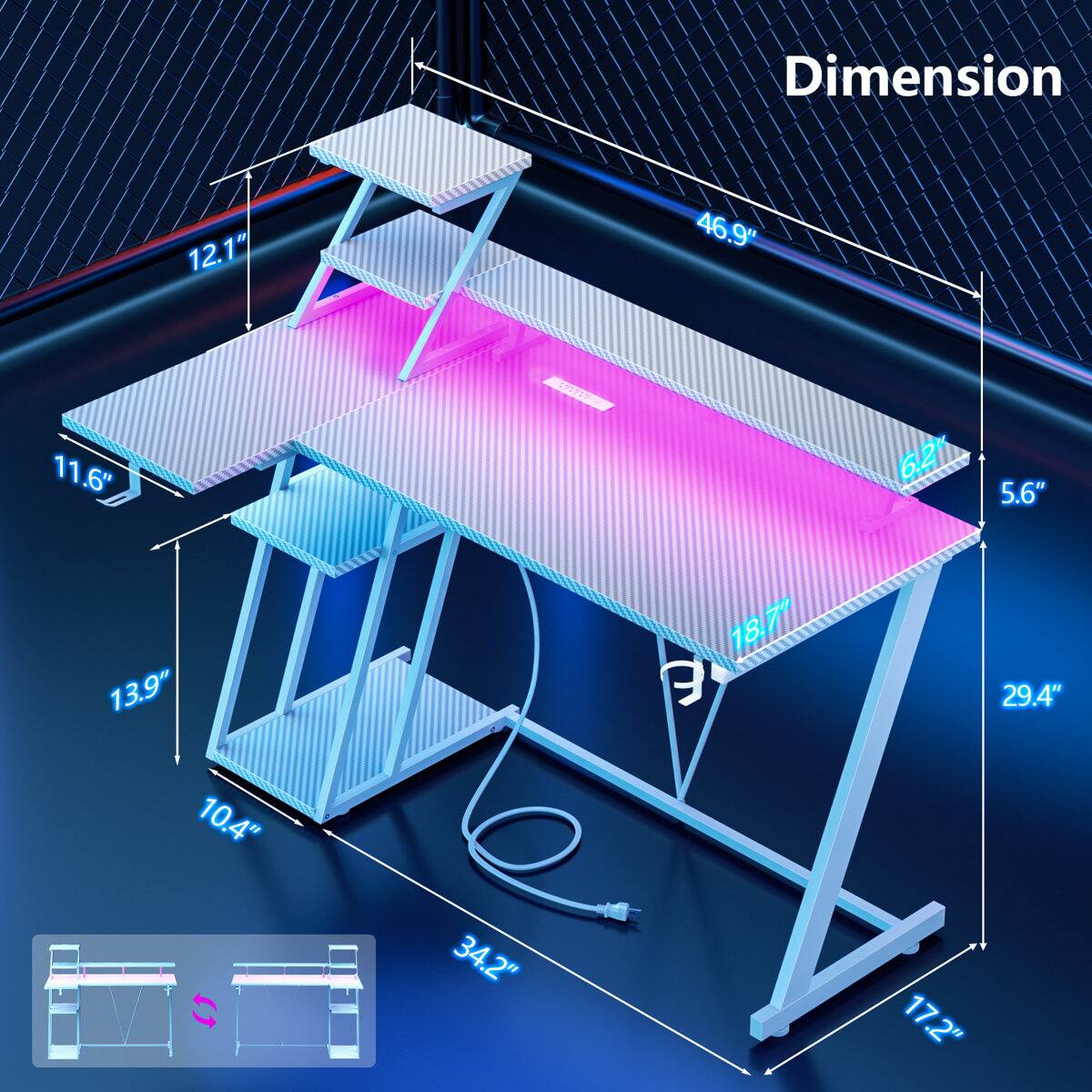 Dimension 12.1" 46.9" 11.6" 6.2" 5.6" 13.9" 18.7" 29.4" 10.4" 34.2" 17.2"