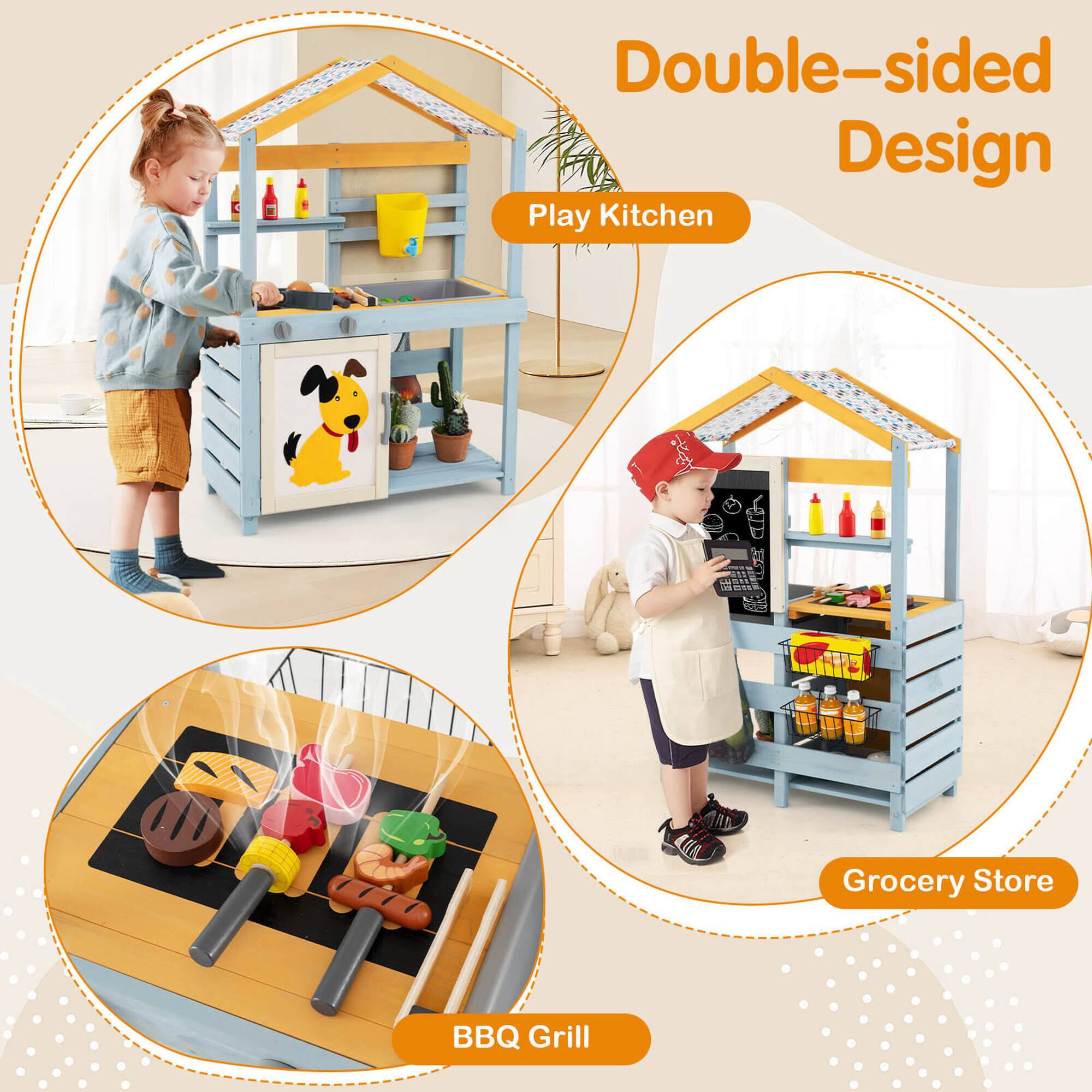 Double-sided Design

Play Kitchen

Grocery Store

BBQ Grill
