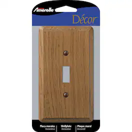 AMERELLE - Contemporary Medium 1 gang Oak Wood Toggle Wall Plate 1 pk - Brown