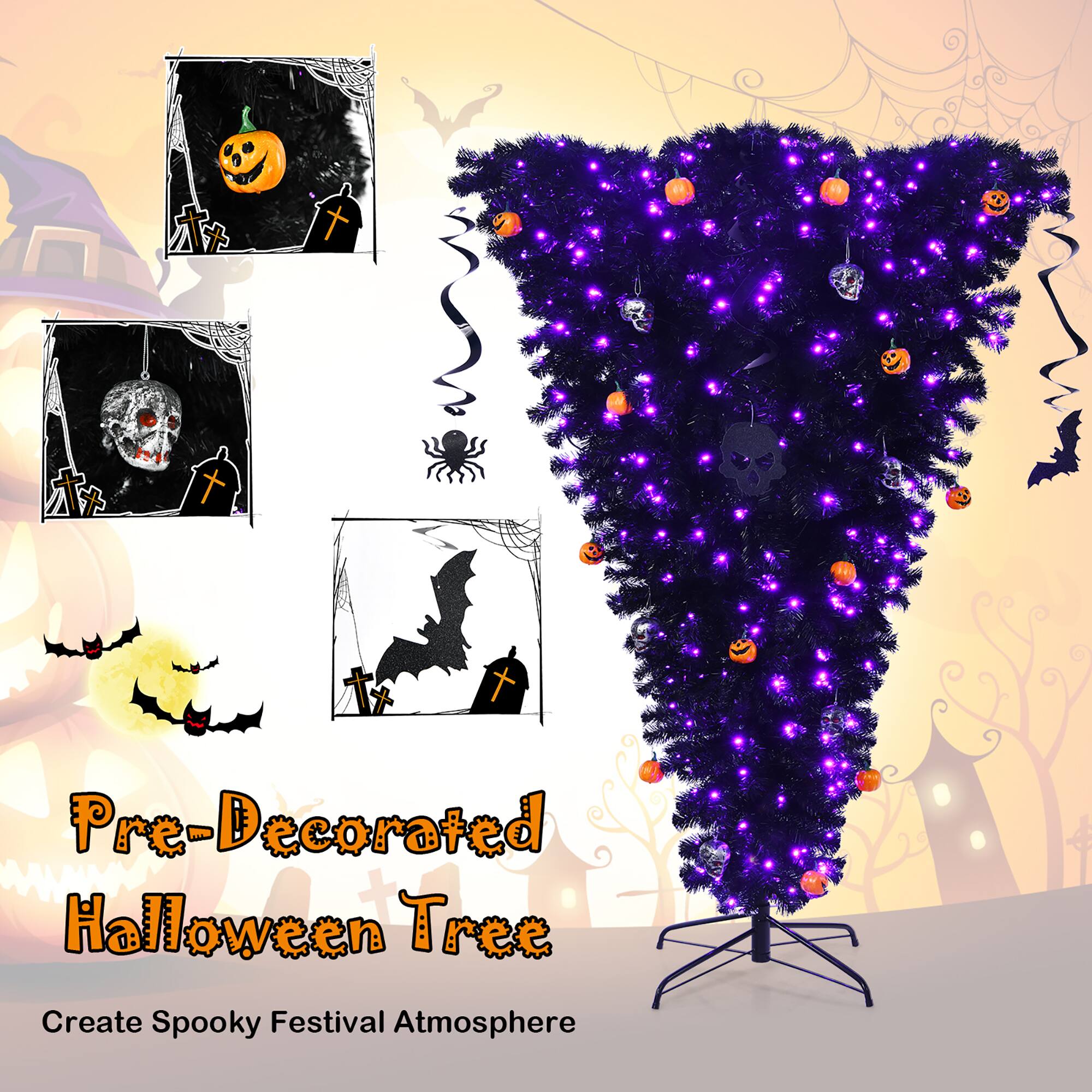 Pre-Decorated Halloween Tree Create Spooky Festival Atmosphere