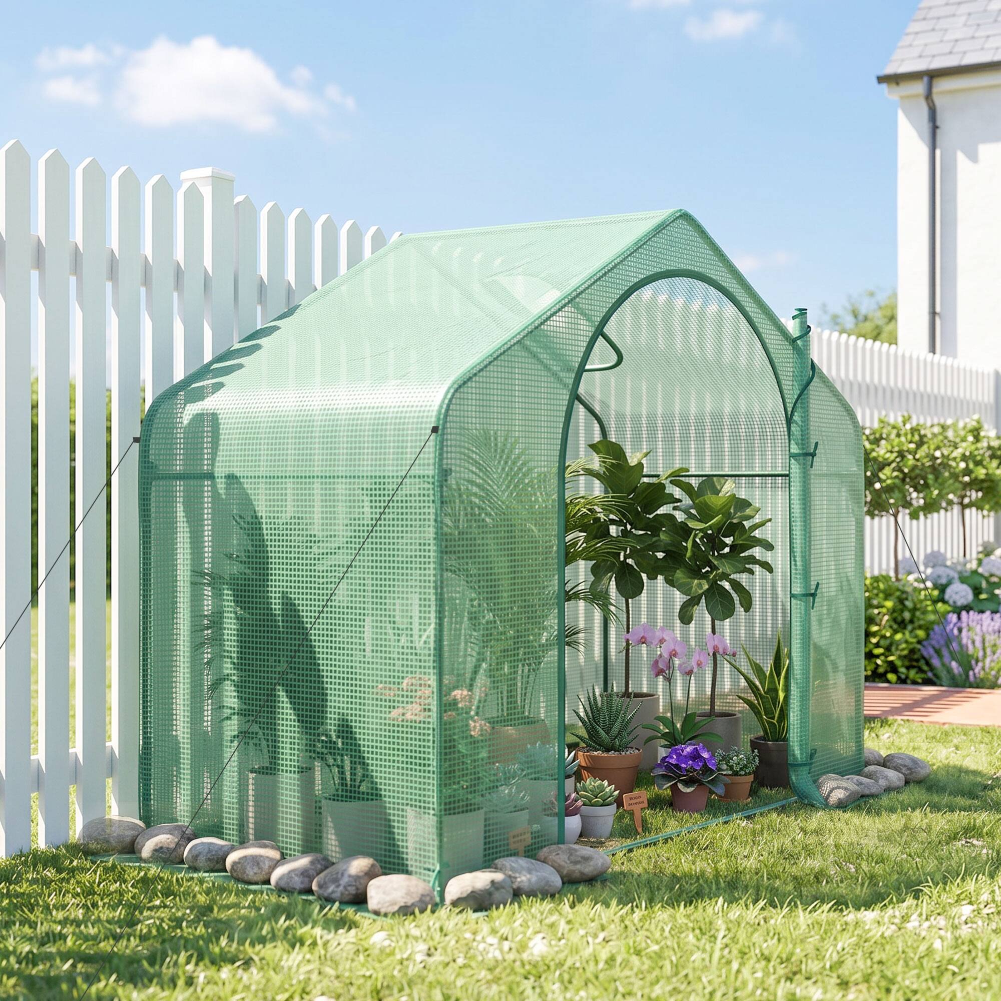 Alt View 8. Outsunny - x 3' x 5' Portable Walk-in Greenhouse, PE Cover, Steel Frame Garden Hot House, Zipper Door.
