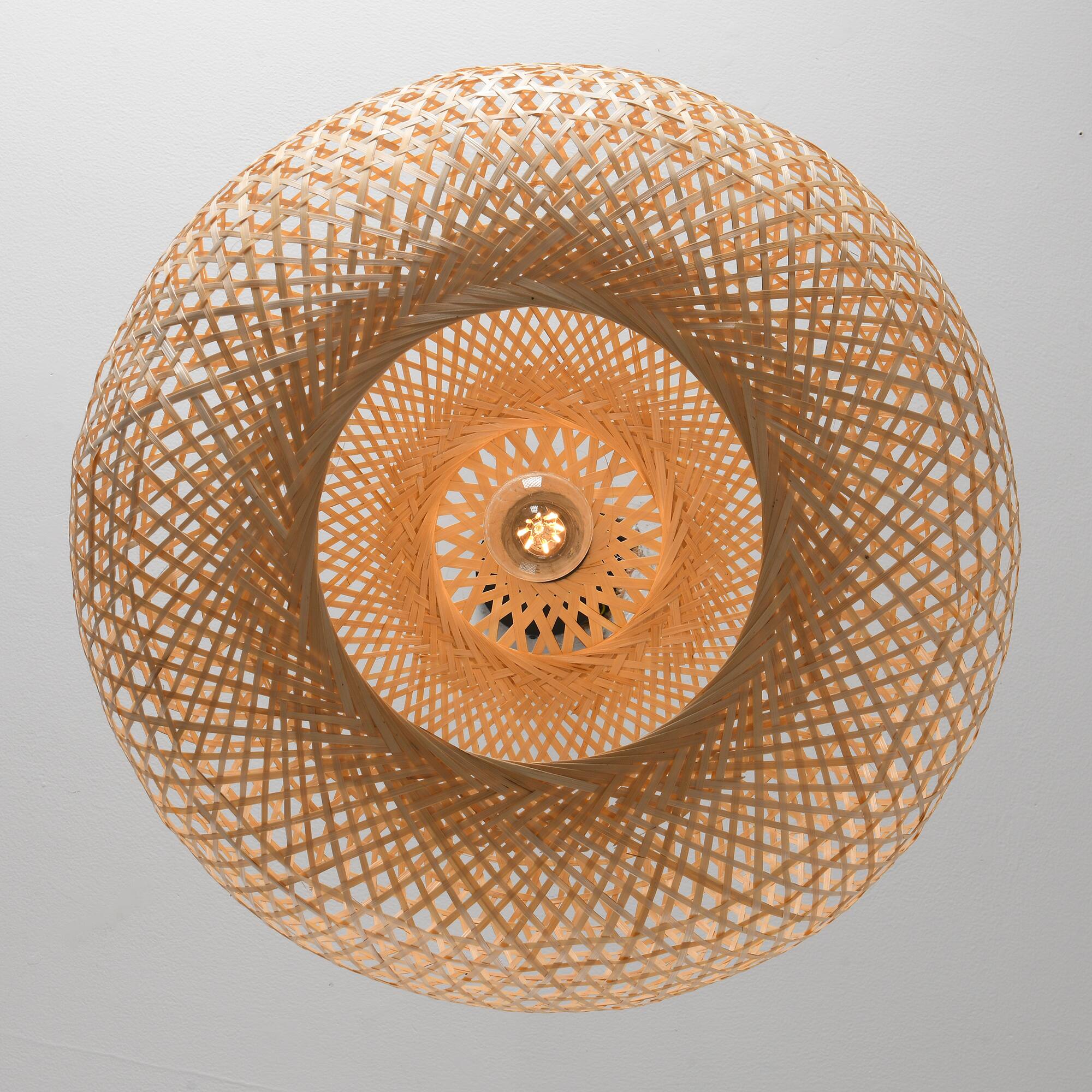 Alt View 10. Parrot Uncle - 1-Light Coastal Retro Brown Rustic Bamboo Hand-Woven Hanging Cage Pendant Light - Brown.