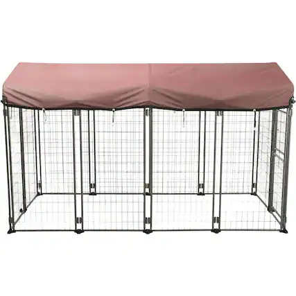 Front. TRIXIE - Deluxe Outdoor Dog Kennel - Black/Burgundy.
