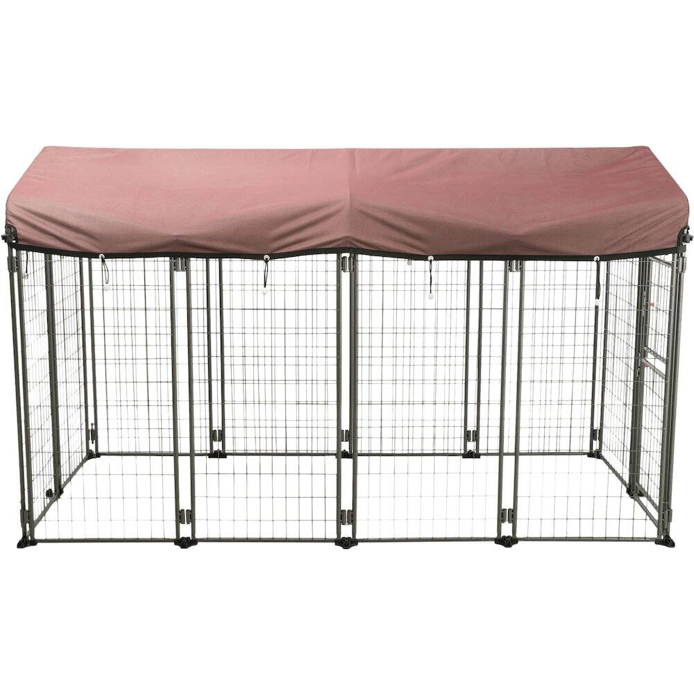 Front. TRIXIE - Deluxe Outdoor Dog Kennel - Black/Burgundy.