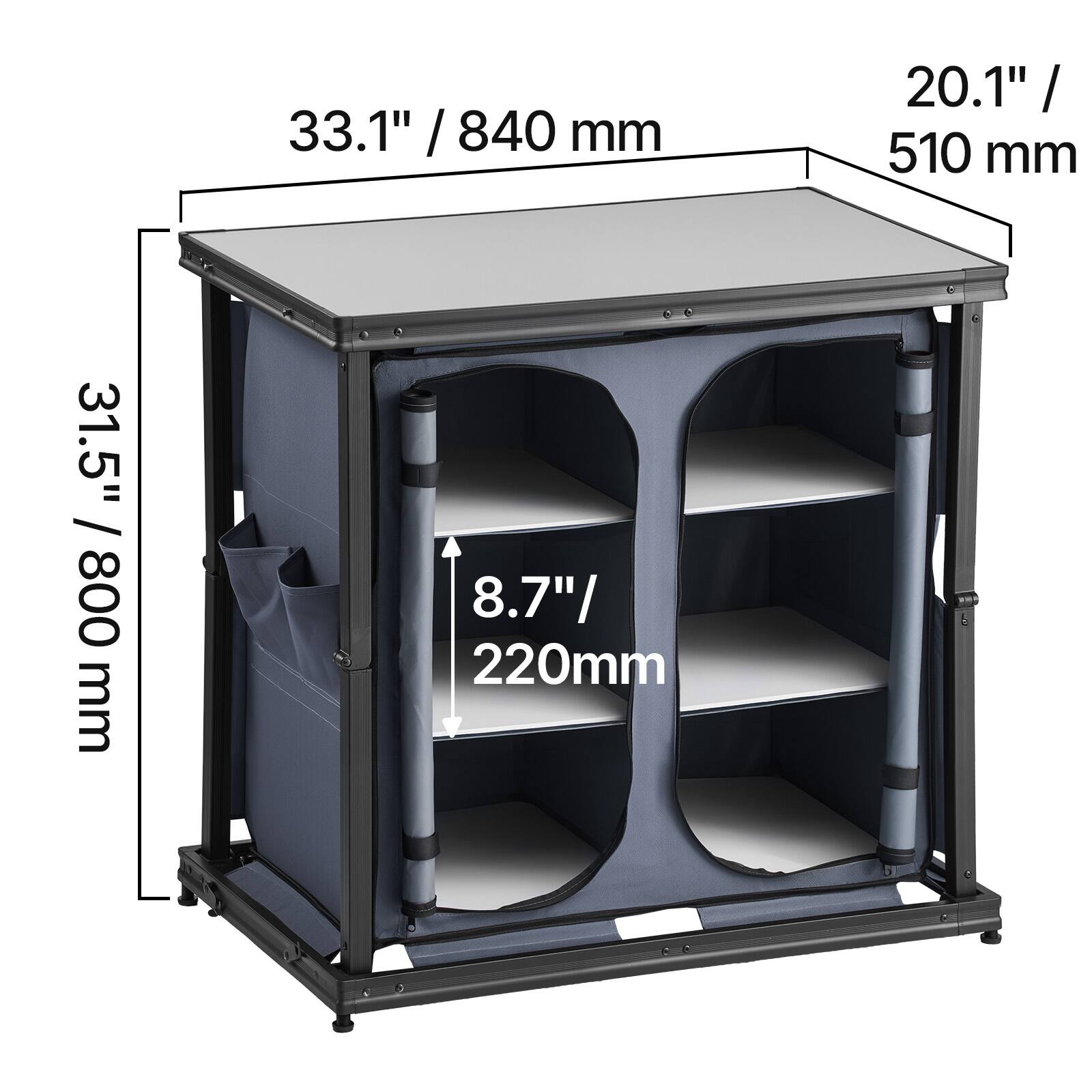 33.1" / 840 mm  
20.1" / 510 mm  
31.5" / 800 mm  
8.7" / 220 mm