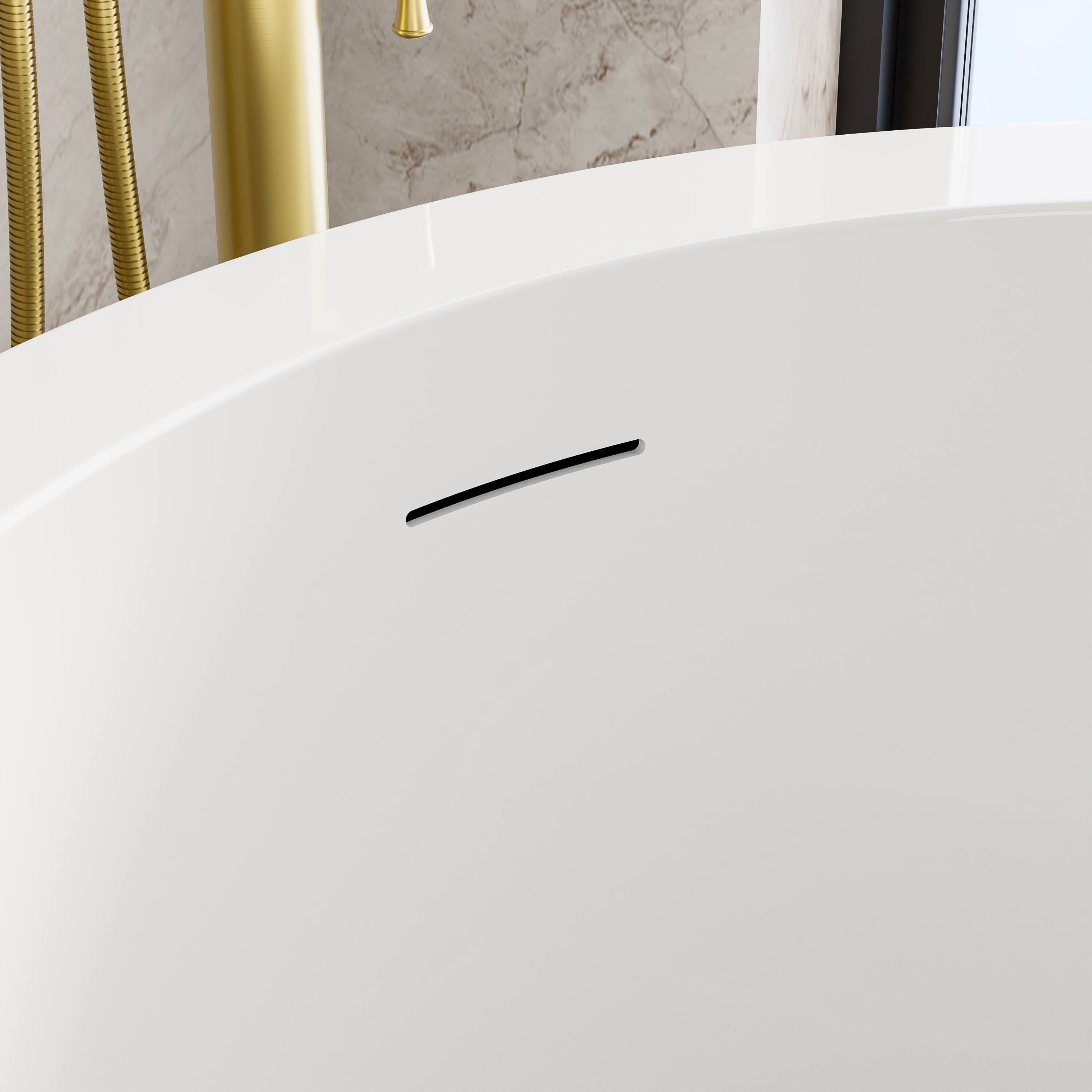 Alt View 1. WELLFOR - HINOKI 41 in. x 41 in. Pure Acrylic Round Soaking Bathtub with Center Drain and Overflow - White.