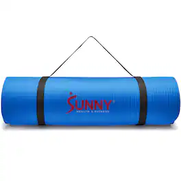 Sunny Health & Fitness - Premium 1/2-Inch Extra Thick Exercise Yoga Mat - Blue