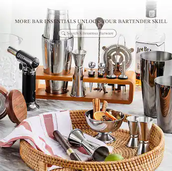 KITESSENSU 15-Piece Stainless Steel Cocktail Shaker Barware Set