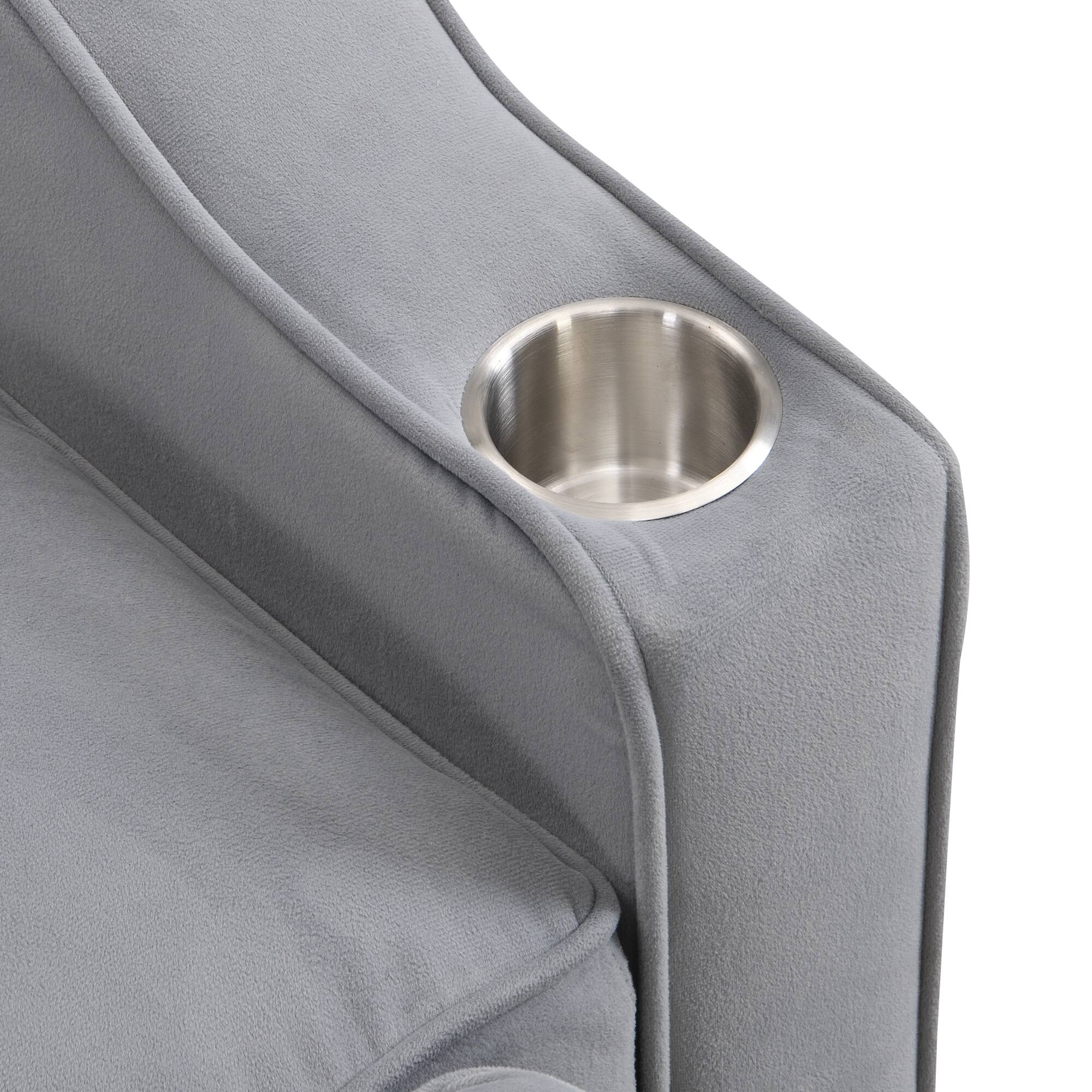 Alt View 5. GOODSILO - Convertible Velvet Sofa Bed with Adjustable Backrest, USB Ports, and Storage Pockets for Compact Living Spaces - Light Gray.