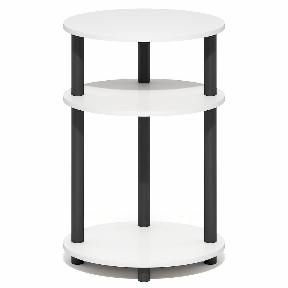 Left. Furinno - TURN-N-TUBE 3-Tier Oval Night Stand, Toolless Assembly Narrow Nightstand, Modern Compact Side Table, End Table - White/Black.