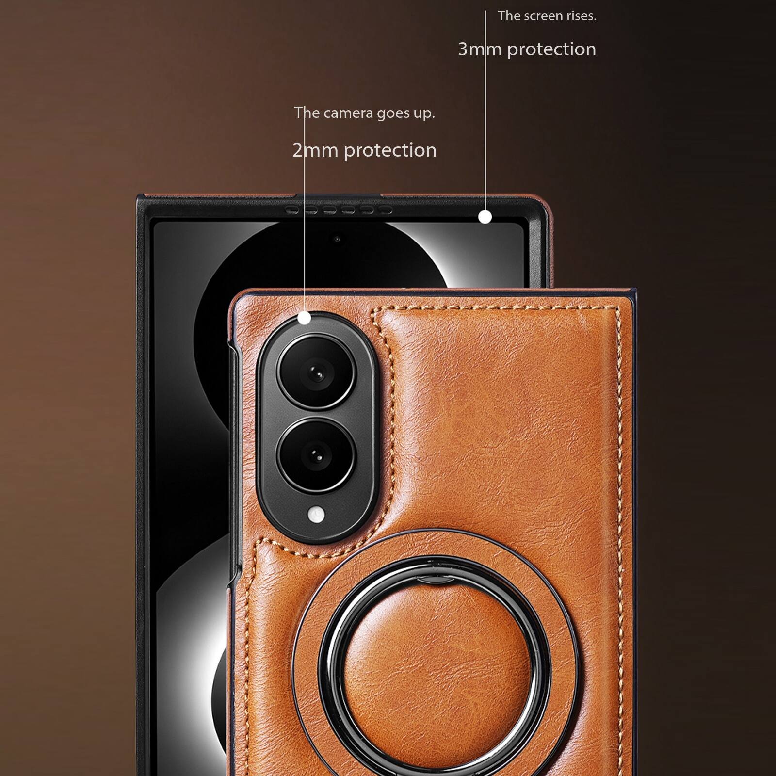 The screen rises.  
3mm protection  
The camera goes up.  
2mm protection