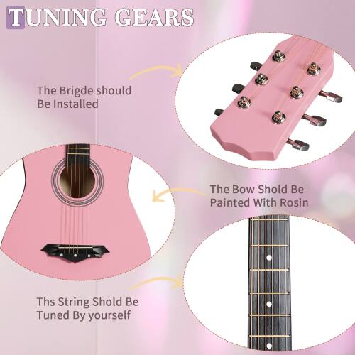 TUNING GEARS

The Bridge should be installed

The Bow should be painted with Rosin

This string should be tuned by yourself