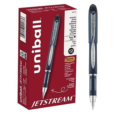 JETSTREAM uniball 40173 Smooth Quick Drying Ballpoint - 0.7mm Black Fine 12 uni  
Stylo à Bille A Sichage Rapide ET Usse 220 Noir Fine  
Schreibstift A Tinte Schnell Trocknend ET Linie 0.7mm Schwarz  
Jetstream Contre GEAU are Confortable ET uniball  
USA Made  
Water Fading  
Water Resistant Ink  
Smooth Writing  
Quick Drying  
Comfortable Grip
