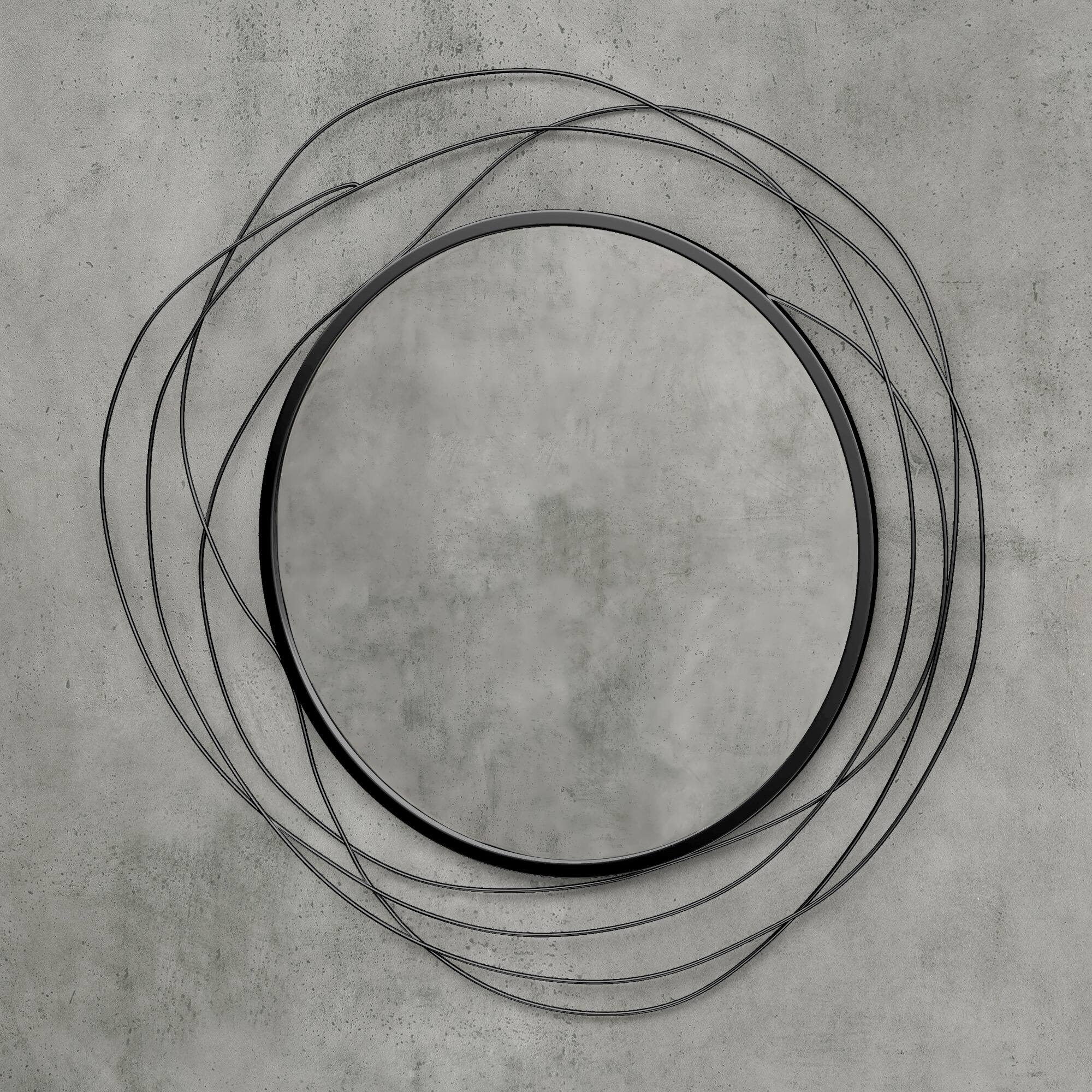 Alt View 5. Homcom - Metal Wall Art Modern Mirror Decor Home Hanging Wall Sculptures for Living Room Bedroom Dining Room - Black.