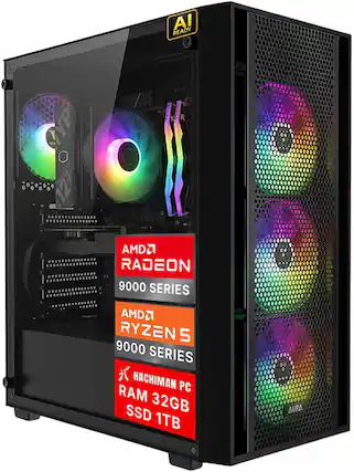 AI READY
AMD RADEON 9000 SERIES
AMD RYZEN 5 9000 SERIES
HACHIMAN PC
RAM 32GB
SSD 1TB
AURA