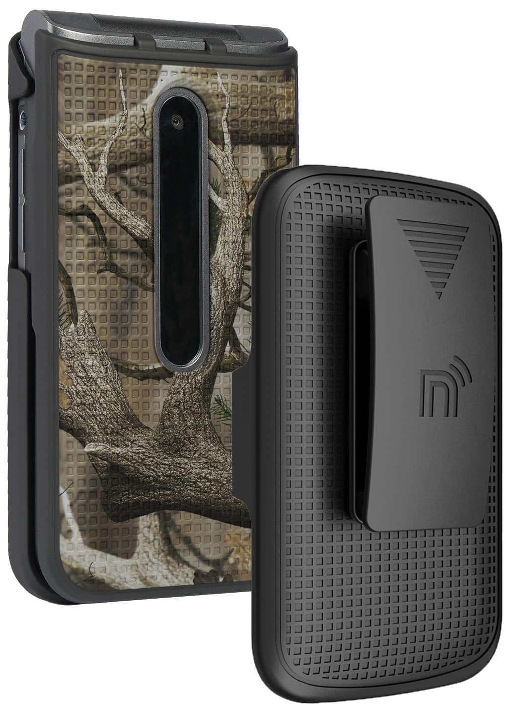 Nakedcellphone - Case and Belt Clip Holster Combo for LG Classic Flip Phone - Autumn Camo (Black)