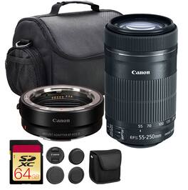 Canon - EF-S 55-250mm f/4-5.6 IS STM Lens | Telephoto Zoom with IS & STM Autofocus + More - Black
