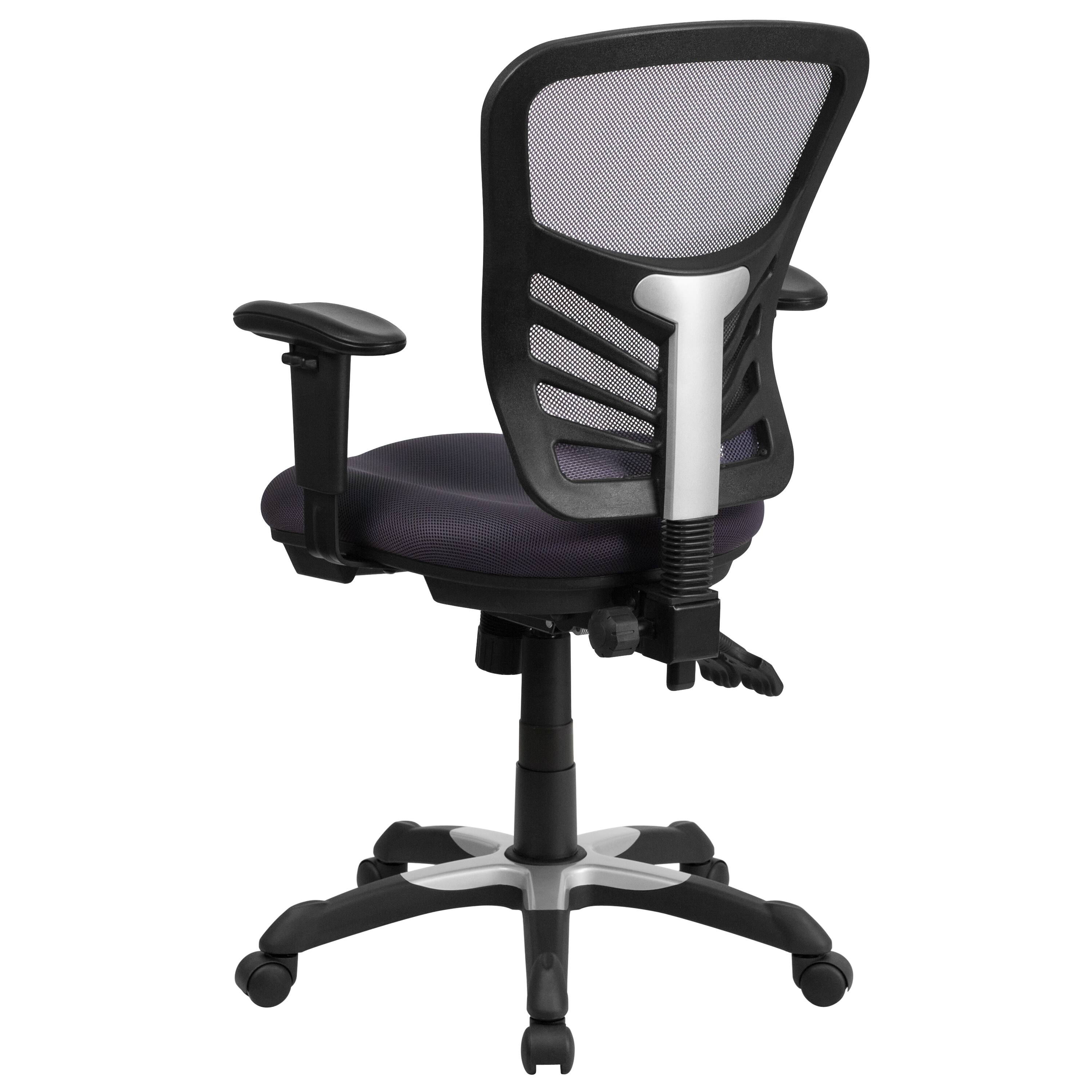 Alt View 5. Emma + Oliver - Mid-Back Mesh Triple Paddle Swivel Ergonomic Office Chair with Adjustable Arms - Dark Gray/Black Frame.