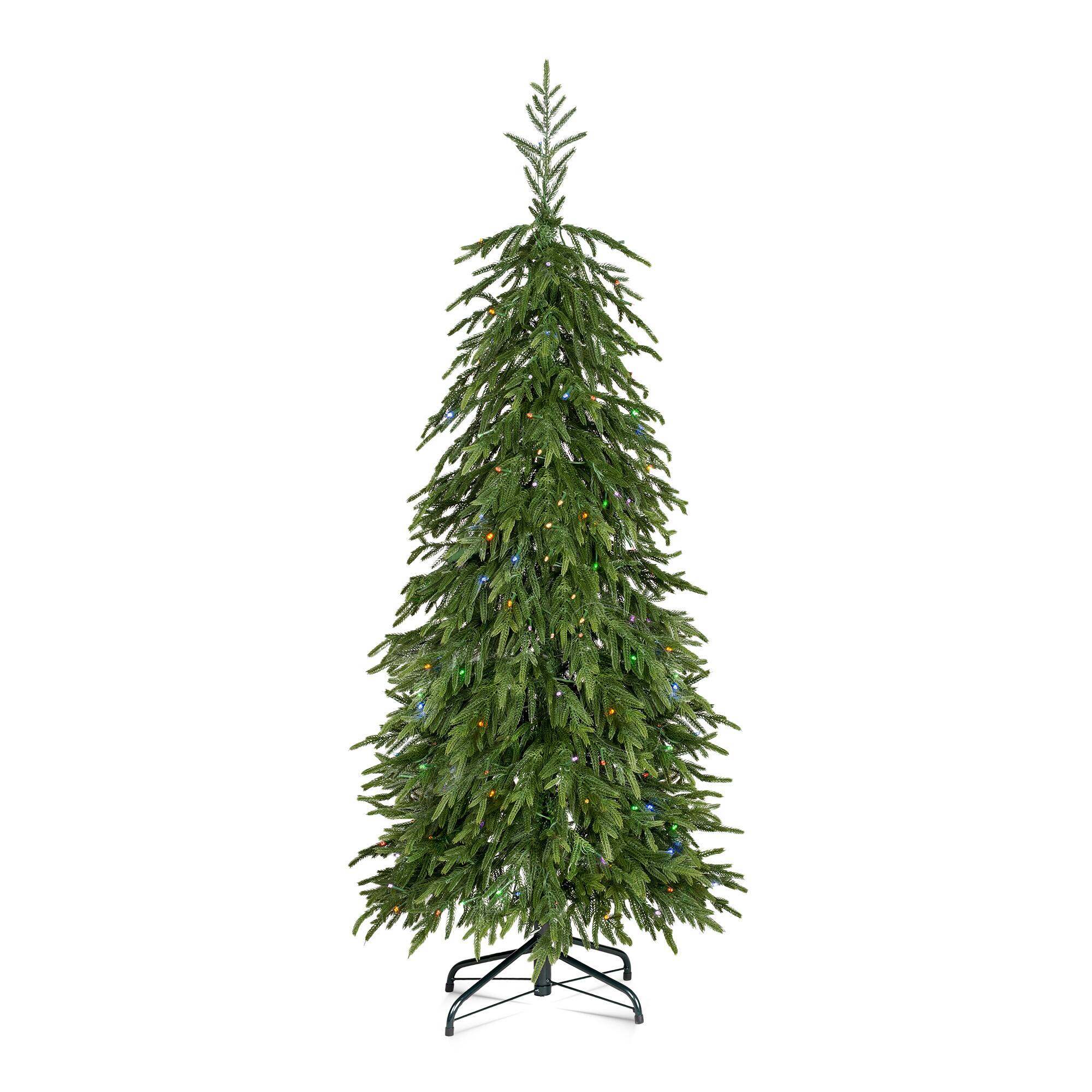 Angle. Glitzhome - 5ft Pre-lit Christmas Artificial Norfolk Pine Tree with 150 Twinkling Lights - Green.