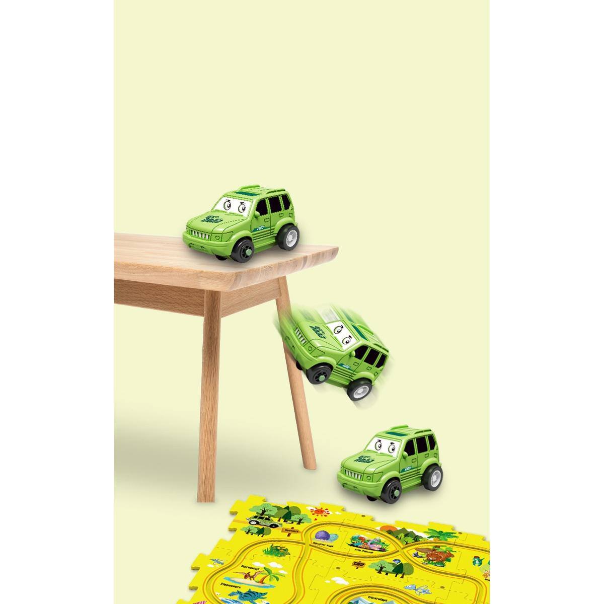 Back. JuzToys - STEM Puzzles Car Race Tracks for Kids – DIY Rail Car Racetrack Toys Playset, Educational Building Toy, Yellow/Green - Multi.