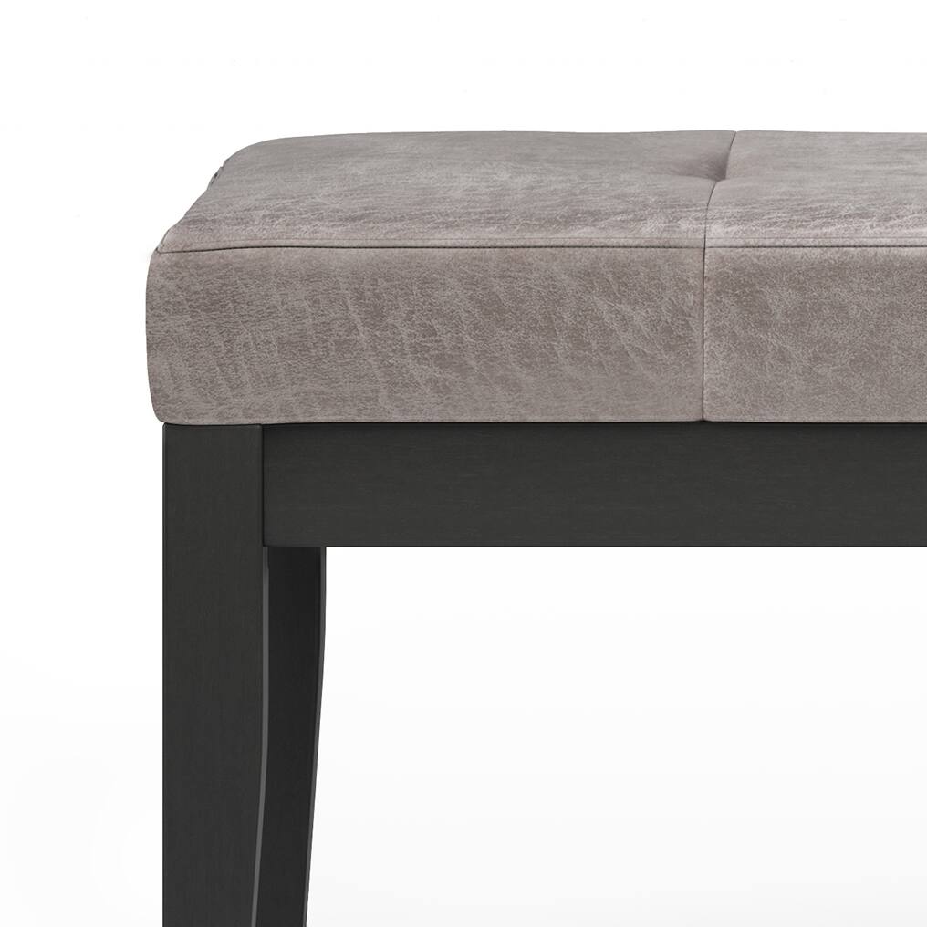 Angle. Tiramisubest - Tufted Vegan Faux Leather Ottoman Bench in Distressed Grey Taupe - Gray.