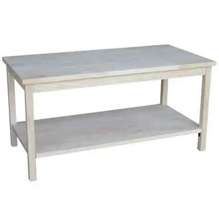 Front. SlickBlue - Solid Unfinished Wood Coffee Table with Bottom Storage Shelf - White.