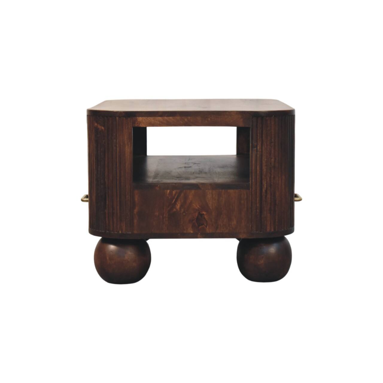 Alt View 5. Artisan Furniture - Artisan Furniture Solid Wood Sphere Leg Coffee Table, 2 Drawers, Brown - Brown.