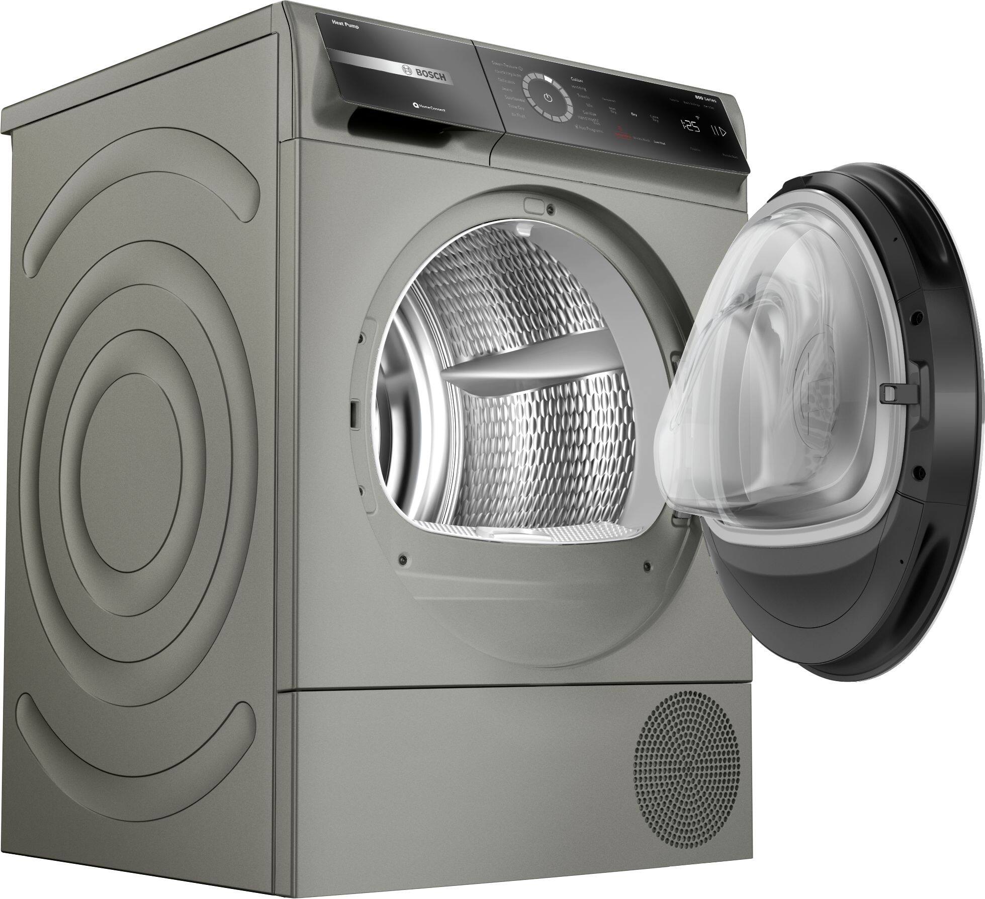 Alt View 18. Bosch - 800 Series 4 Cu. Ft. Stackable Smart Electric Dryer with Steam Restore - Pearl Steel.