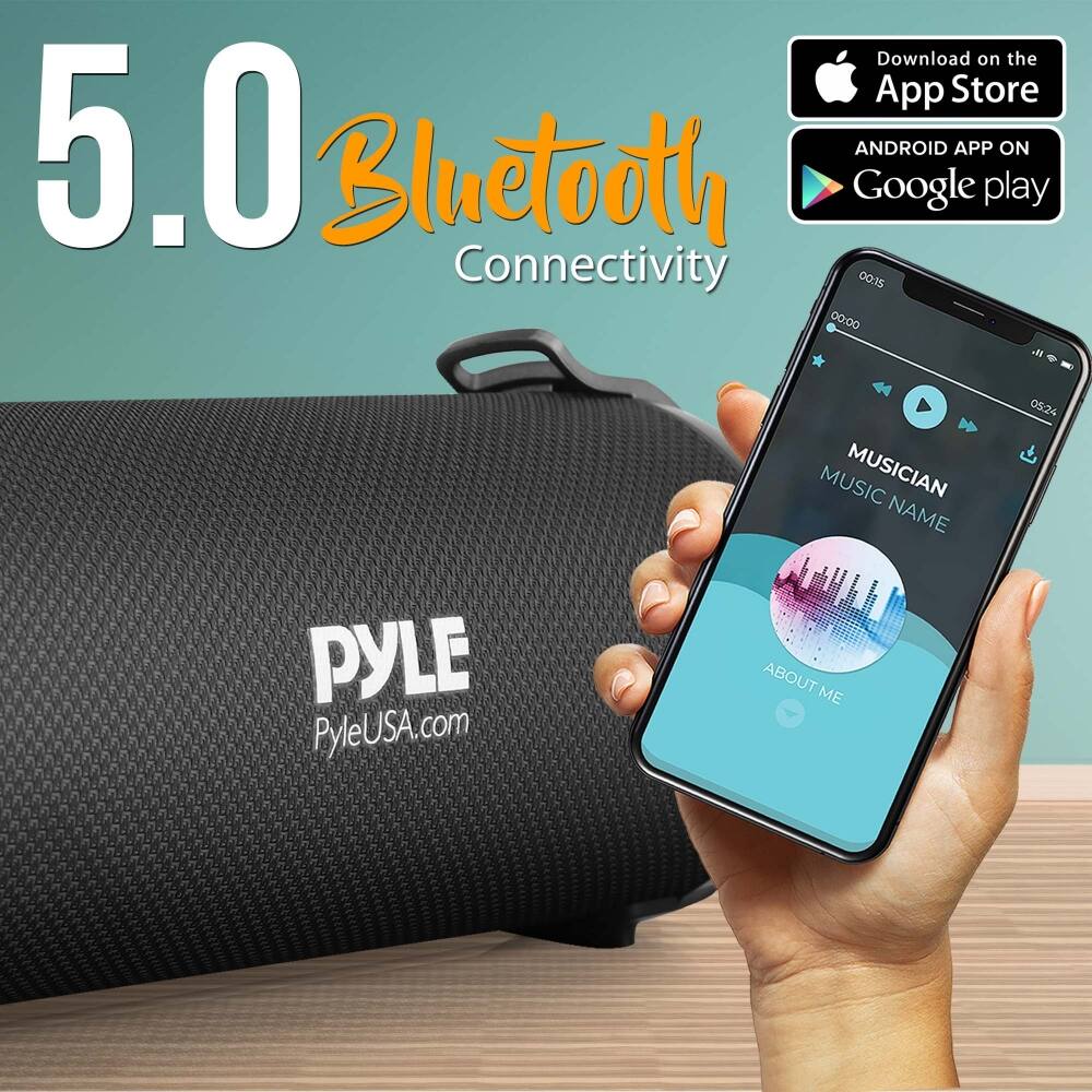 5.0 Bluetooth Connectivity

Download on the App Store

ANDROID APP ON Google play

PYLE
PyleUSA.com

MUSICIAN
MUSIC NAME

ABOUT ME