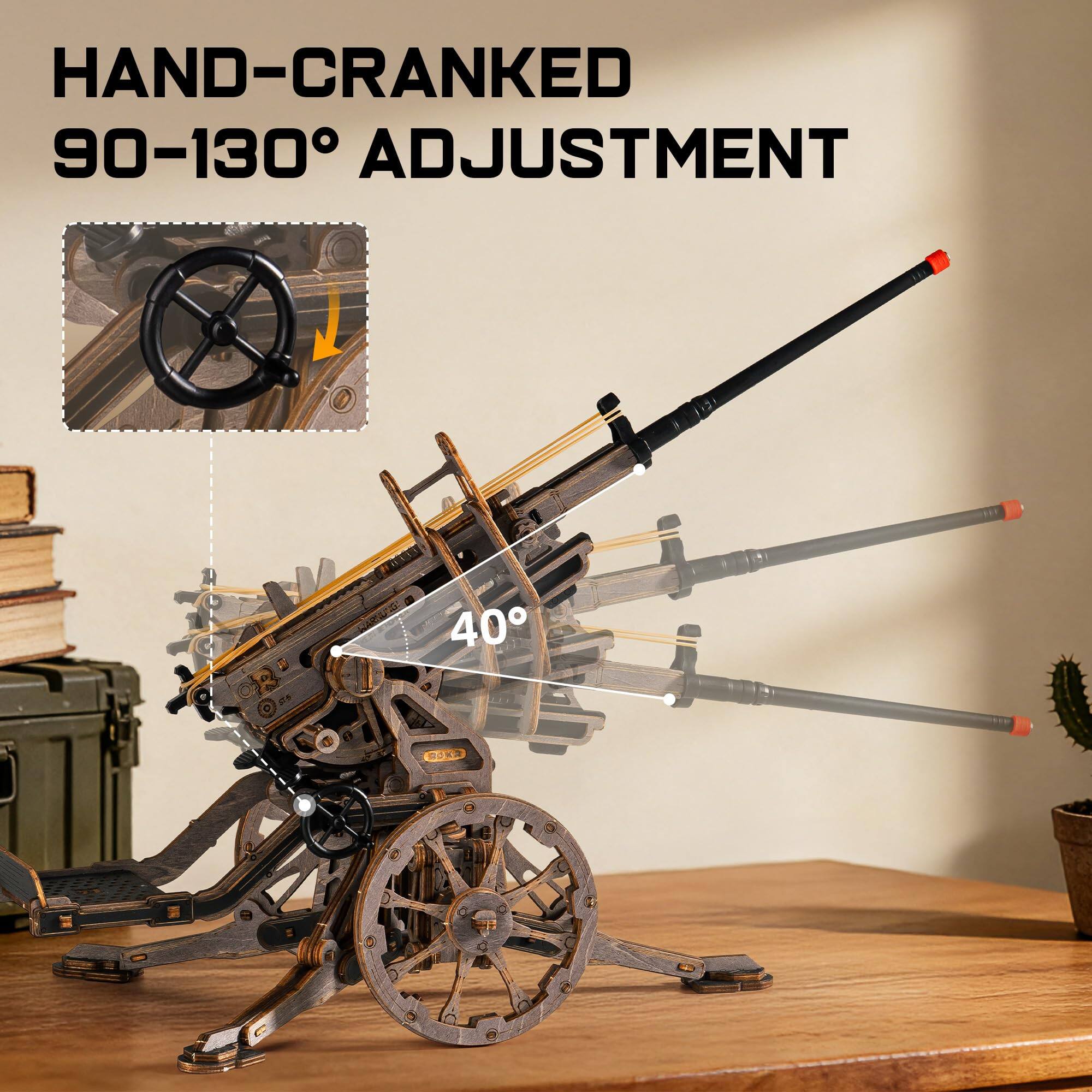HAND-CRANKED 90-130° ADJUSTMENT  
40°
