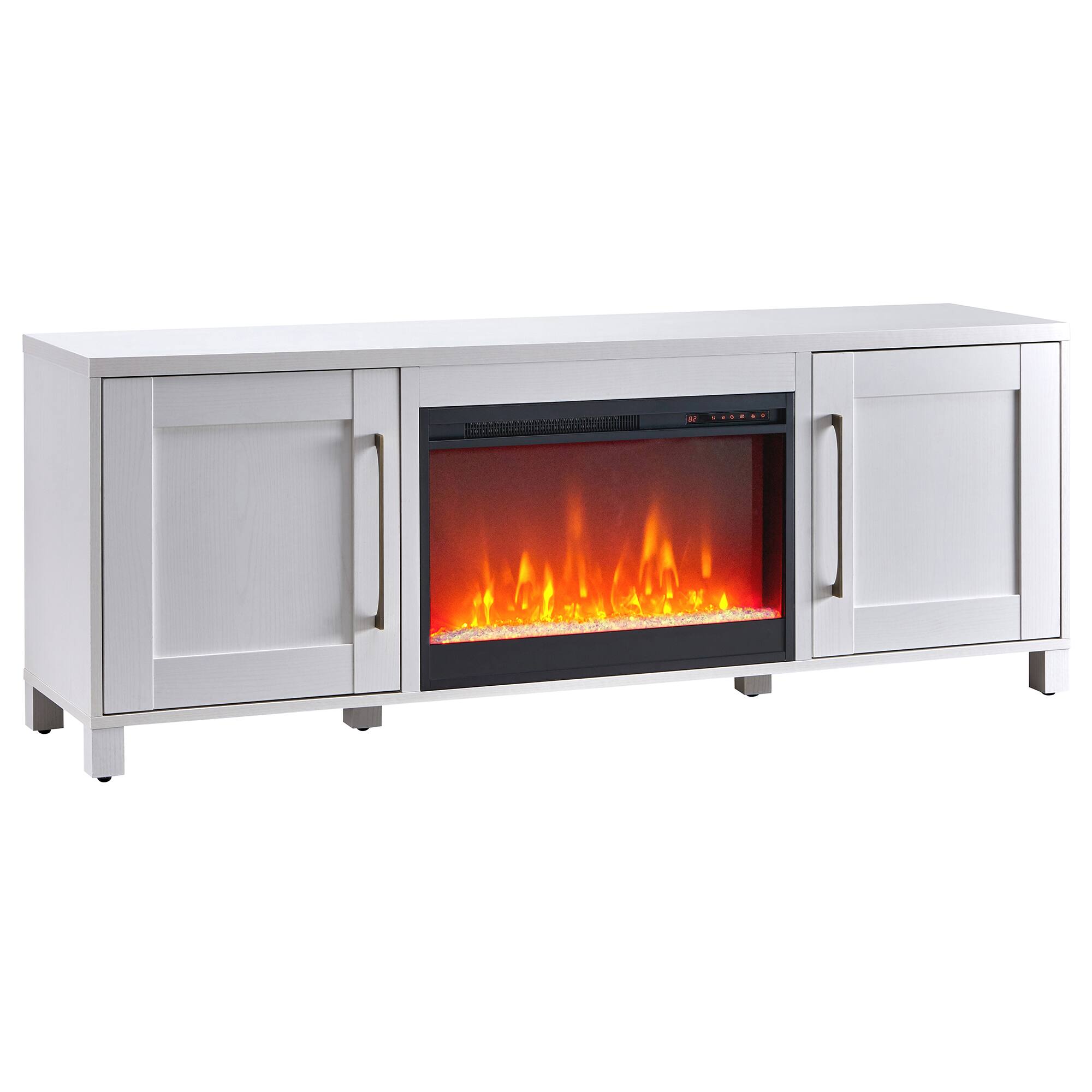 Angle. Henn & Hart - Chabot Crystal Fireplace TV Stand for TVs up to 75" - White.