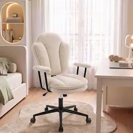 Pinmoco - Ergonomic Office Chair with Padded Armrests and High Back, Adjustable Swivel Computer Chair for Home Office - White