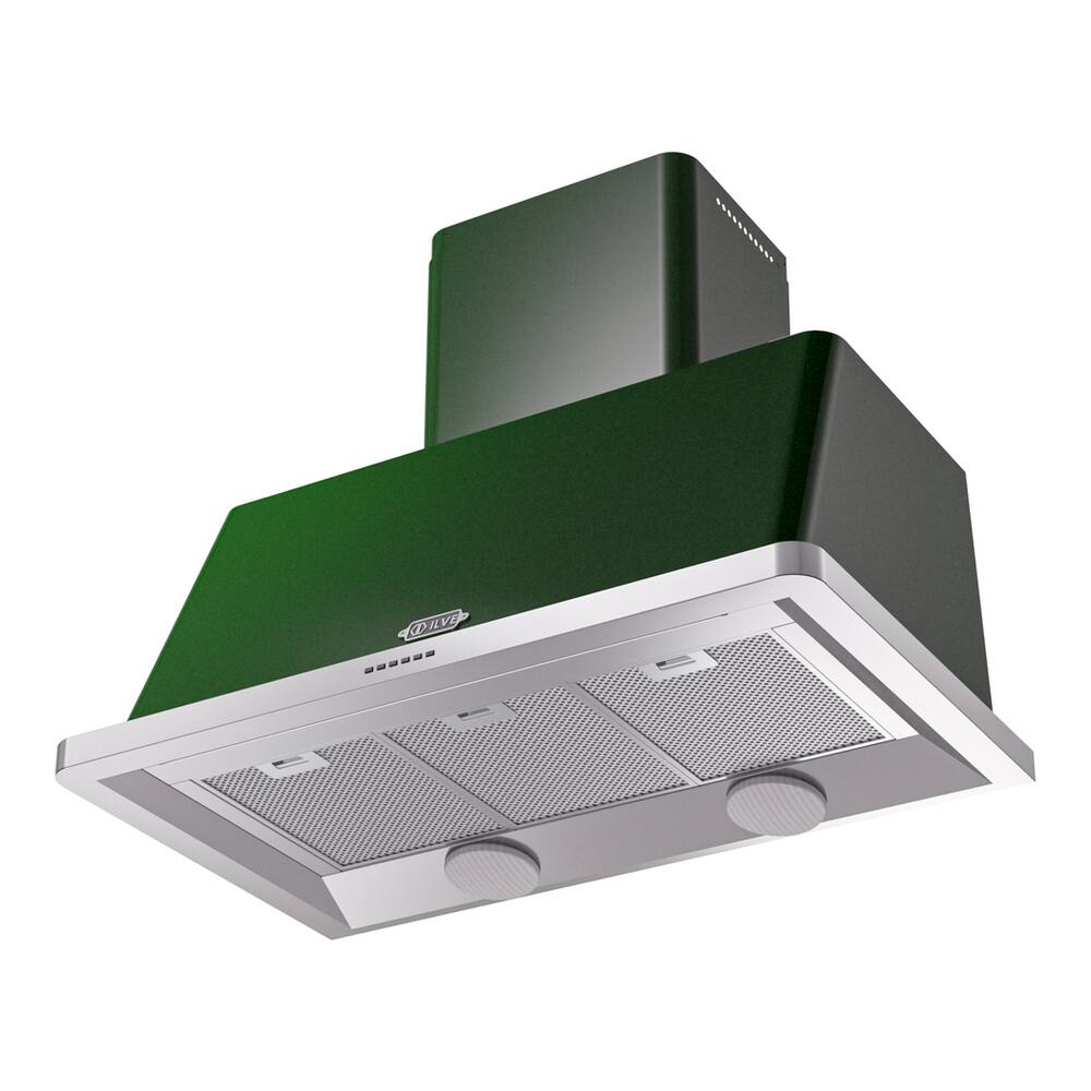 Alt View 2. ILVE - ILVE Majestic II 40 inch Ducted Wall Mount Range Hood with 600 CFM (Emerald Green) - Emerald Green.