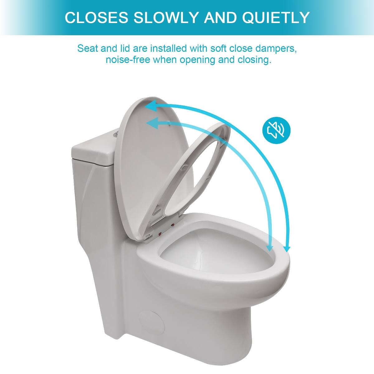 Closes slowly and quietly

Seat and lid are installed with soft close dampers, noise-free when opening and closing.