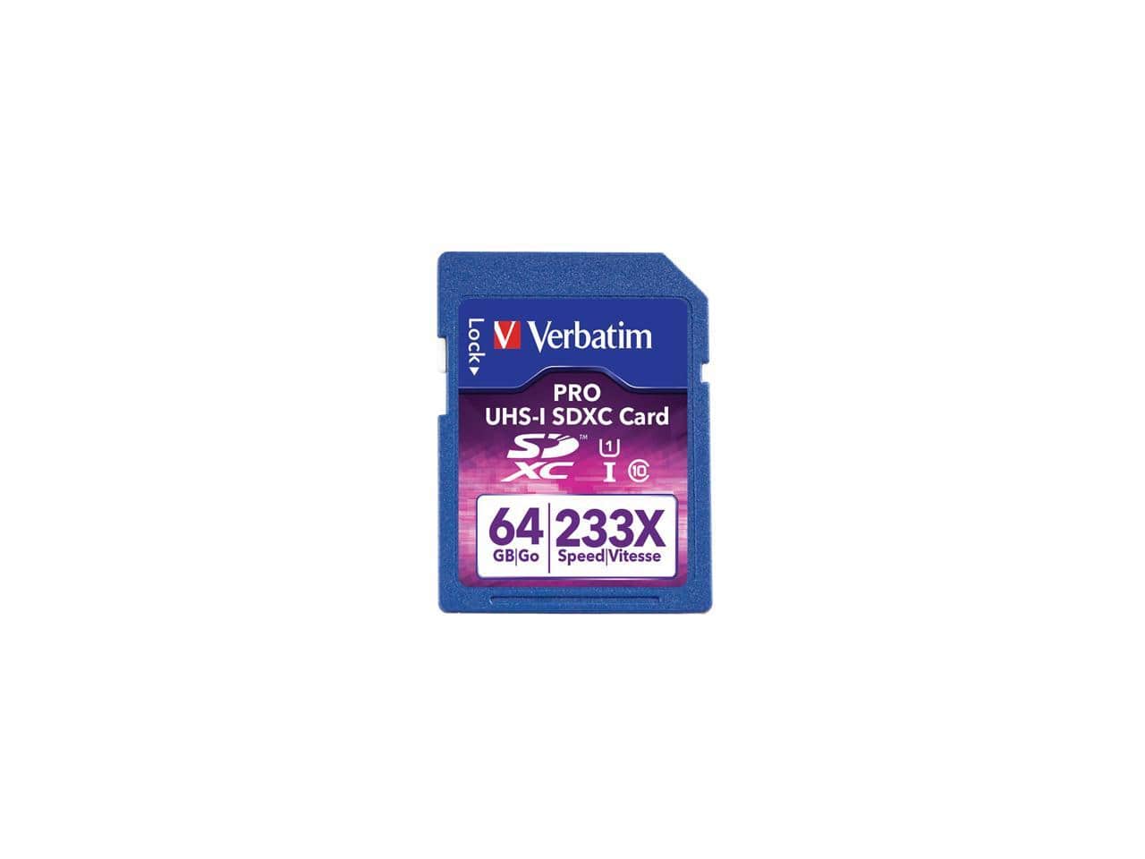 Verbatim - PRO 233X 64GB Secure Digital Extended Capacity (SDXC) Flash Card Model 97466