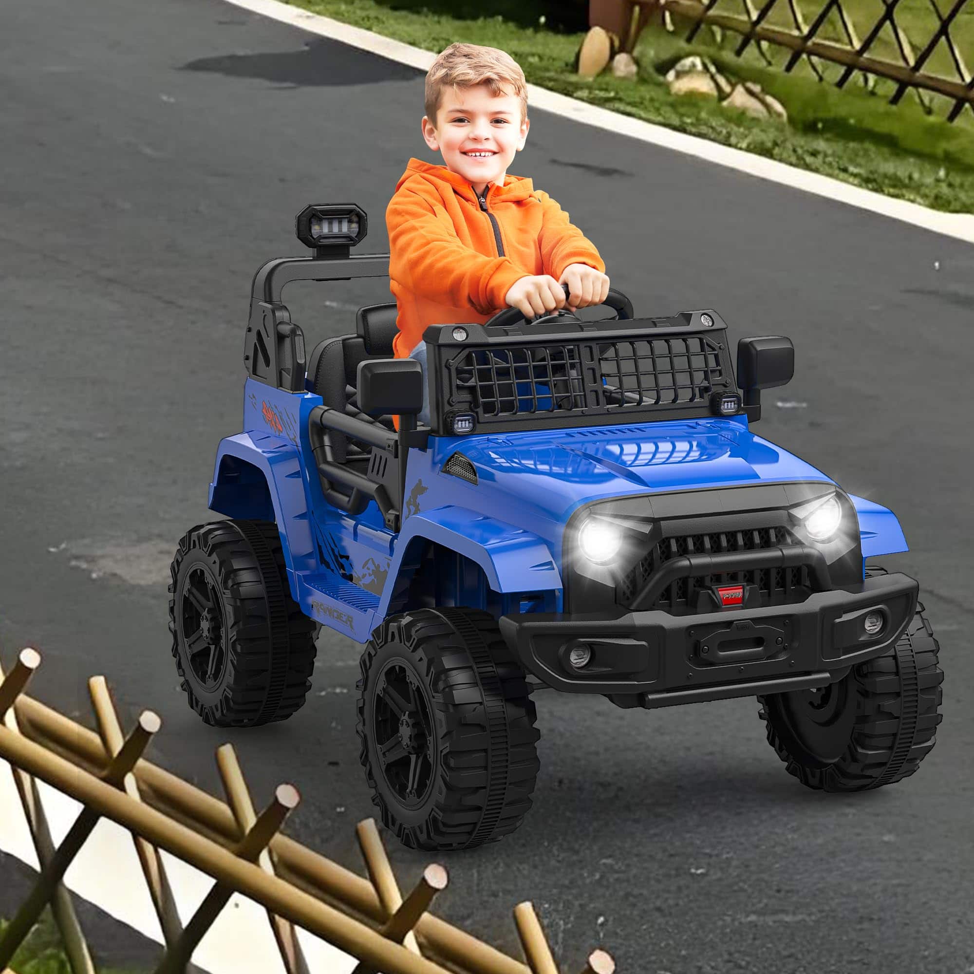 GARVEE - 12V Kids Ride On Truck with Parent Remote Control, Spring Suspension, LED Lights, Bluetooth, Off-Road Electric Car