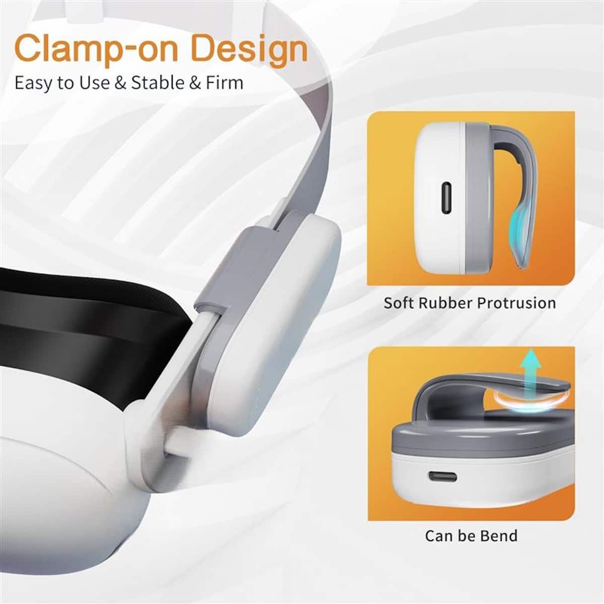 Clamp-on Design: Easy to Use & Stable & Firm. I Soft Rubber Protrusion: Can be Bend.