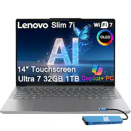 Lenovo - Yoga Slim 7i Aura Edition - Copilot+ PC - 14''FHD+ OLED Touchscreen Laptop 2024 - Ultra7 258V - 32GB RAM - 1TB SSD - Luna Grey