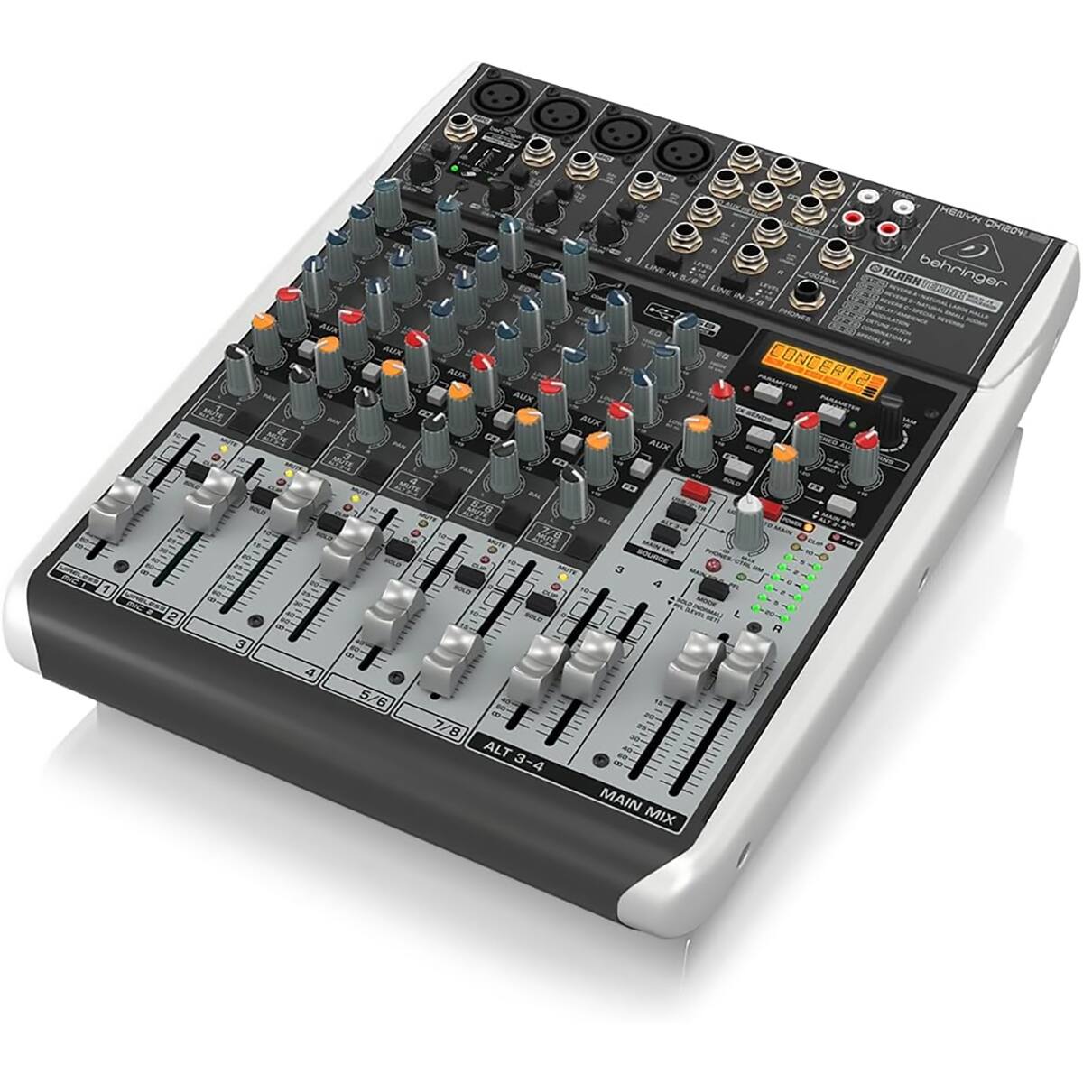 N Au n KUA AUX AUK ALX LINE IN AUK H CNSZOV LINE IN HLARHSIU OHLRRN behringer CONCERT2 OND f 2 3 4 5 5/6 B MT 220 -c 7/8 8 ALT 3-4 MAIN MIX
