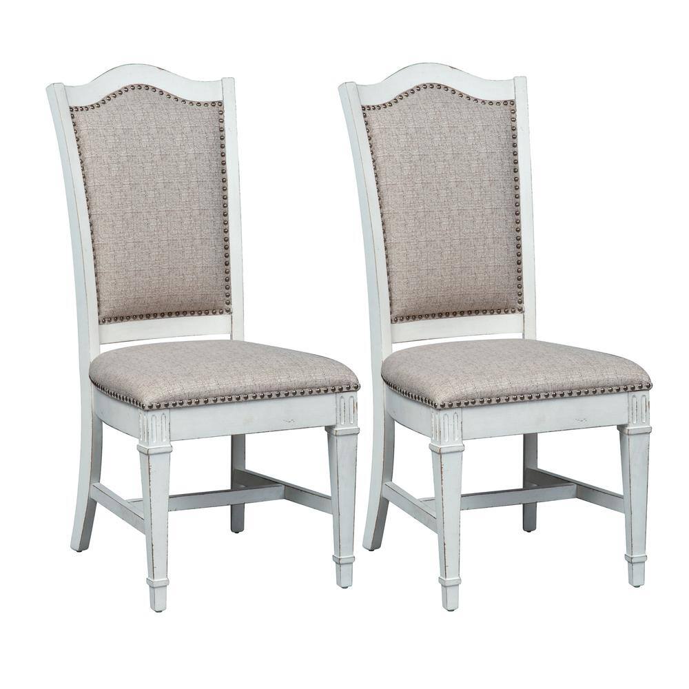 Alt View 1. Liberty Furniture Industries - Abbey Park Upholstered Side Chair (RTA)-Set of 2 in Antique White - White.