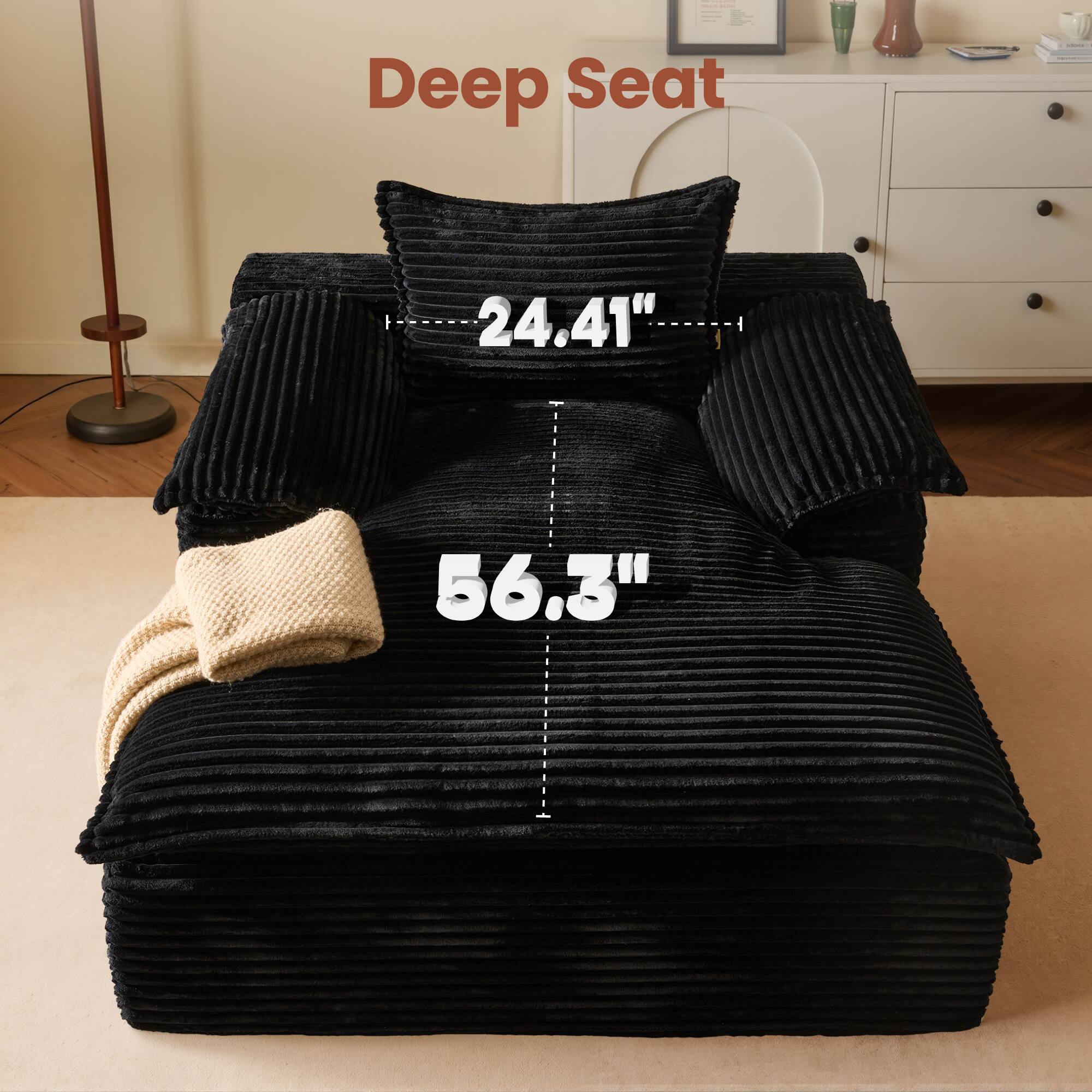 Deep Seat: 24.41" x 56.3"