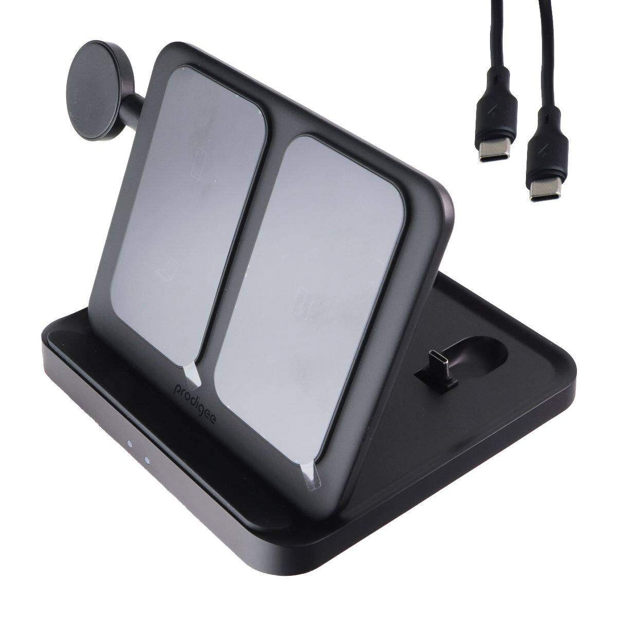 Angle. Prodigee - Trio Fold Station 3-in-1 Wireless Charger for Samsung Devices - Black.