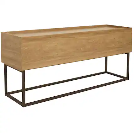 Front. Sunnydaze - Industrial-Style MDP Buffet Table - 54.75 in - Brown.